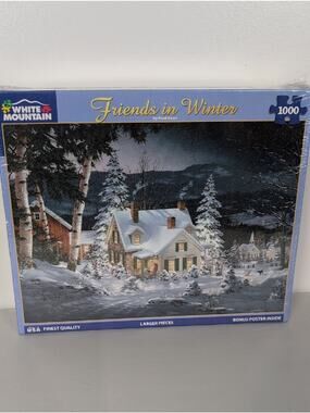 White Mountain NIB Friends in Winter 1000 Piece Puzzle